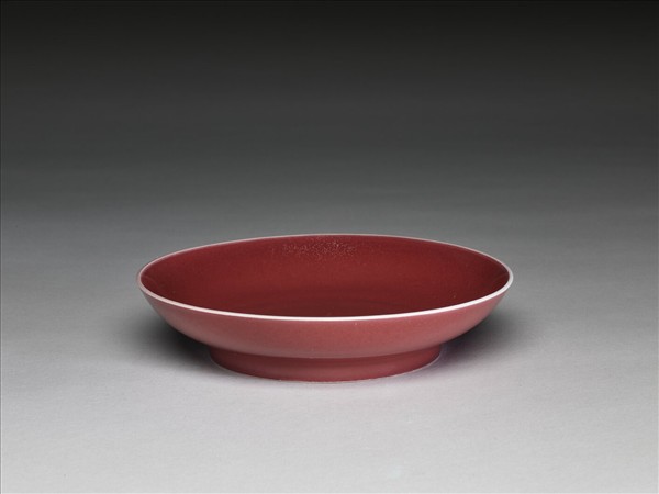 霽紅釉盤