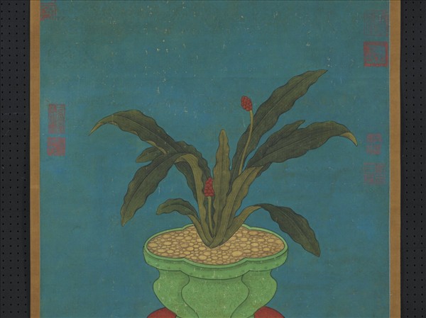 宋人畫萬年青　軸