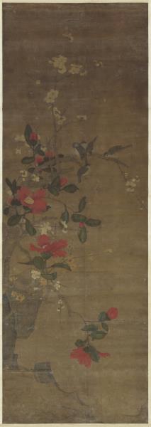 宋人山茶梅花　軸