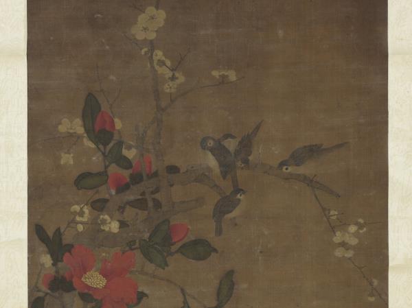 宋人山茶梅花　軸