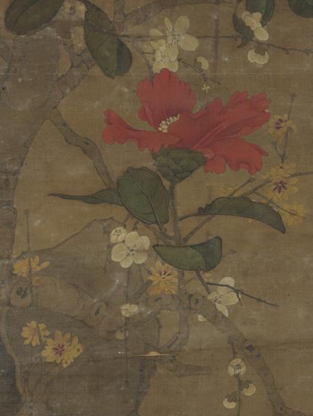 宋人山茶梅花　軸