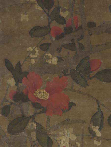 宋人山茶梅花　軸