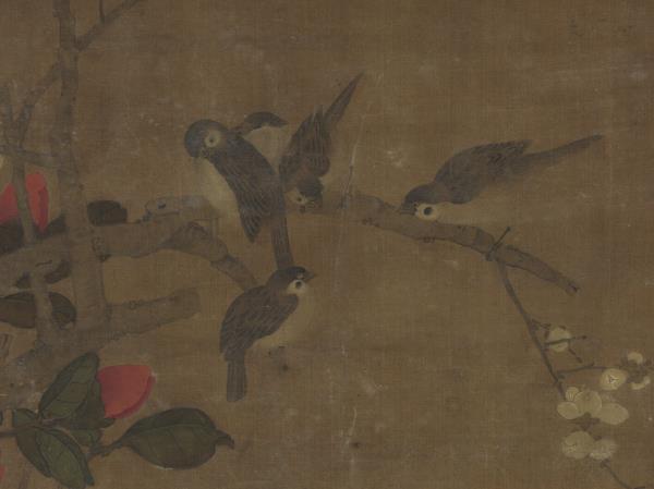 宋人山茶梅花　軸