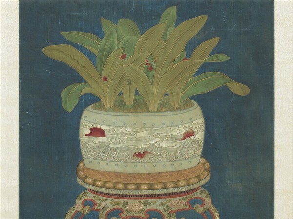 宋人畫萬年青　軸