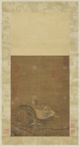 宋人畫鵪鶉　軸