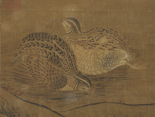 宋人畫鵪鶉　軸