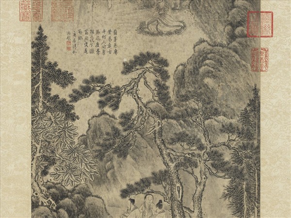 宋人松陰訪隱　軸