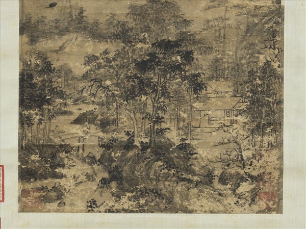 宋人溪橋林屋圖　軸