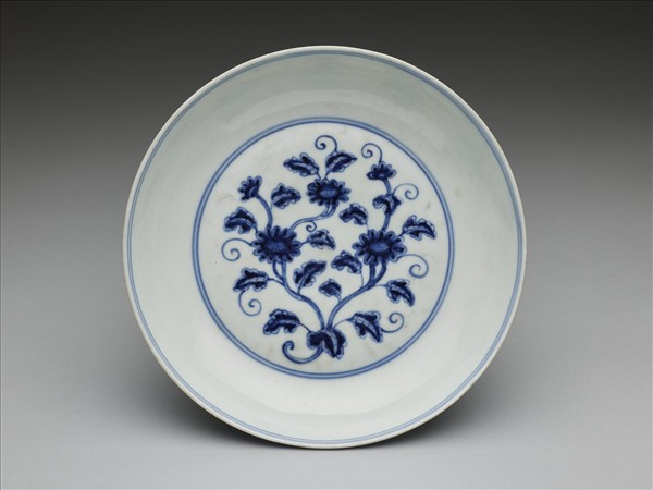 青花四季團花果紋盤