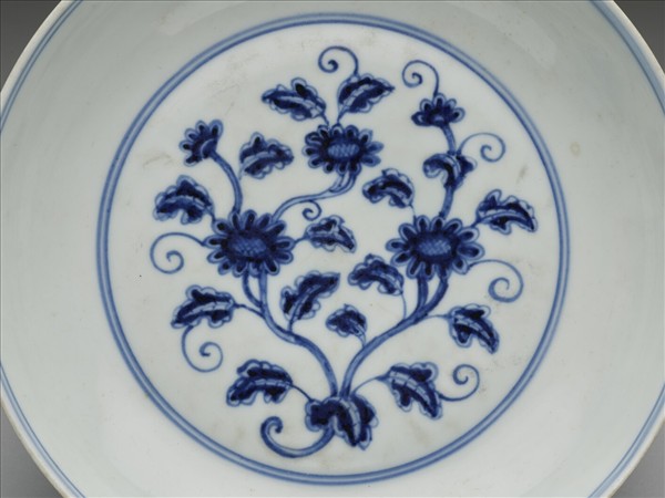 青花四季團花果紋盤