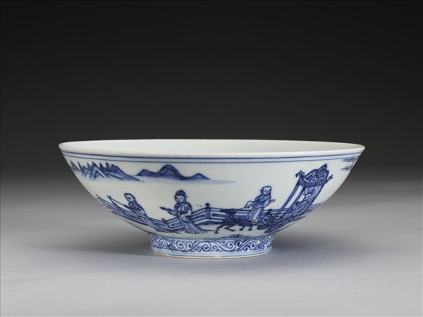 青花仕女圖碗