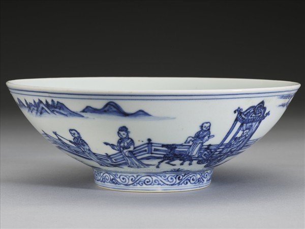 青花仕女圖碗