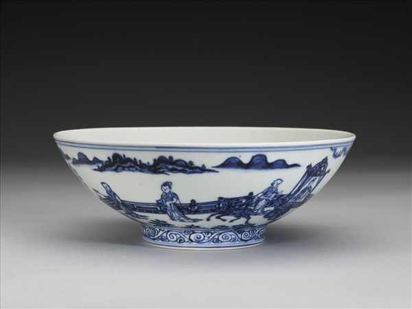 青花仕女圖碗