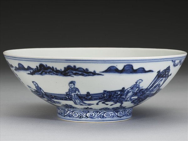青花仕女圖碗