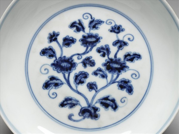 青花四季團花果紋盤