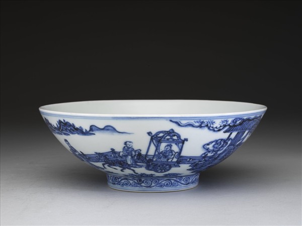 青花仕女圖碗