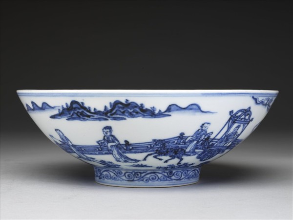 青花仕女圖碗