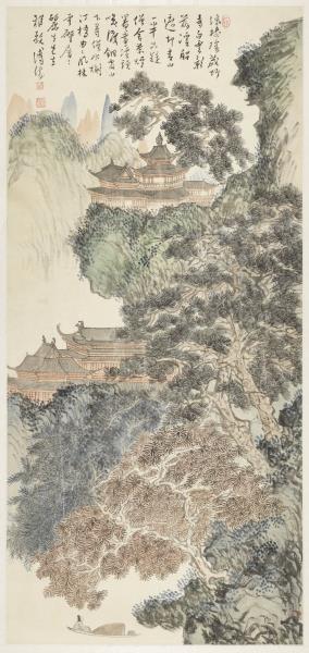 民國溥儒溪船松寺　單片