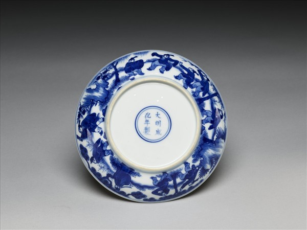 青花人物圖盤