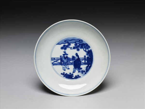 青花人物圖盤