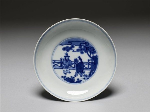 青花人物圖盤