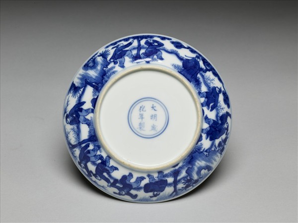青花人物圖盤