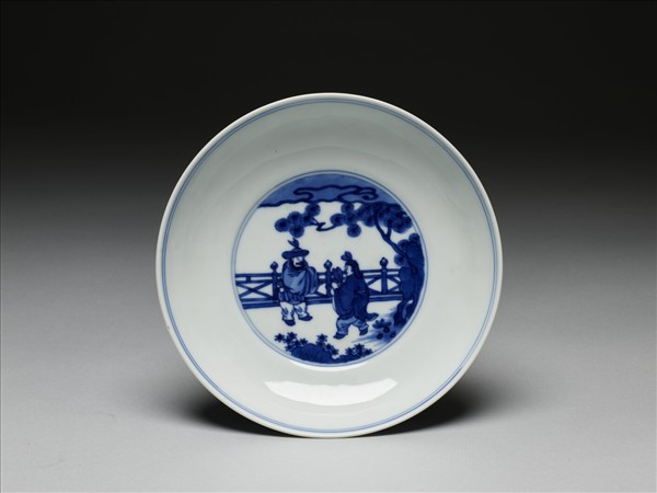青花人物圖盤