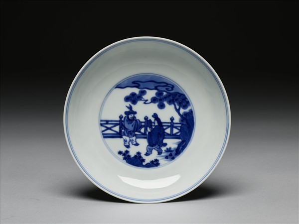 青花人物圖盤