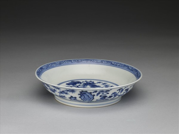 青花歲寒三友圖盤