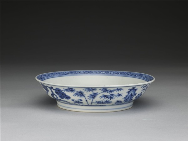 青花歲寒三友圖盤