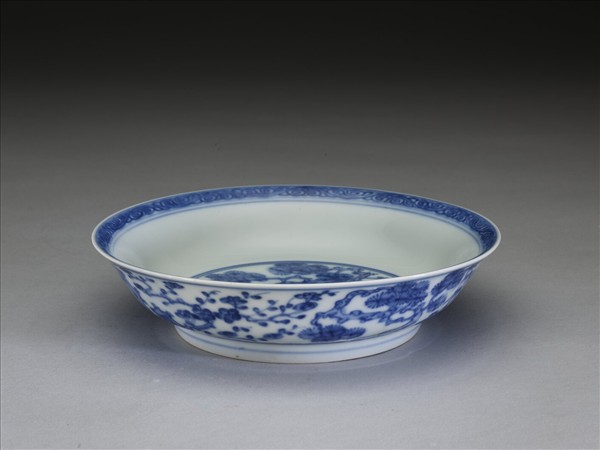 青花歲寒三友圖盤