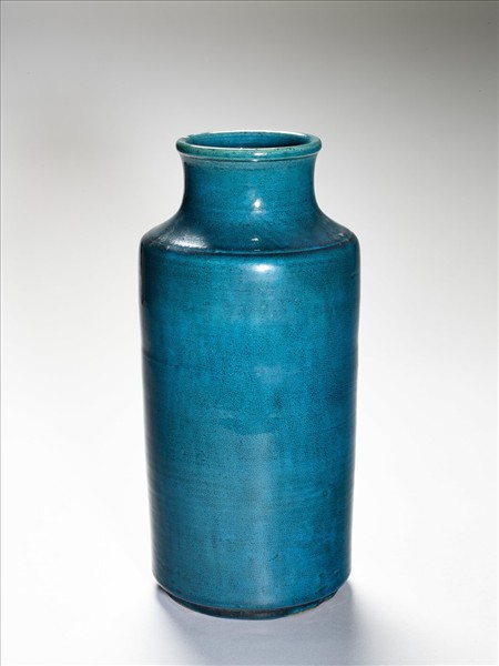 孔雀綠釉直筒瓶