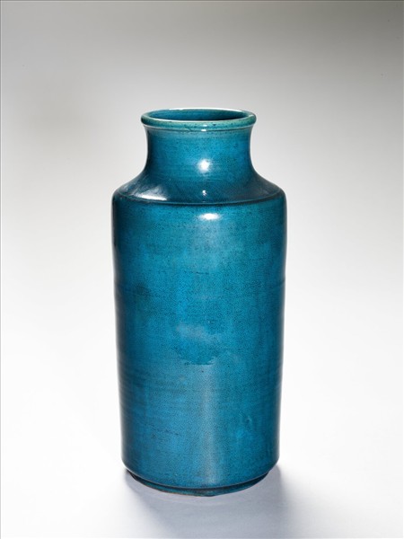 孔雀綠釉直筒瓶