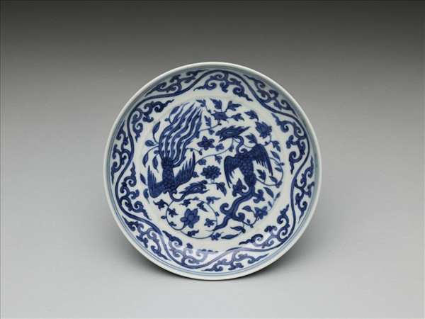 青花鳳凰紋碟