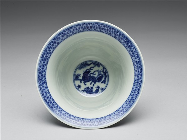 青花三羊開泰圖仰鐘式碗