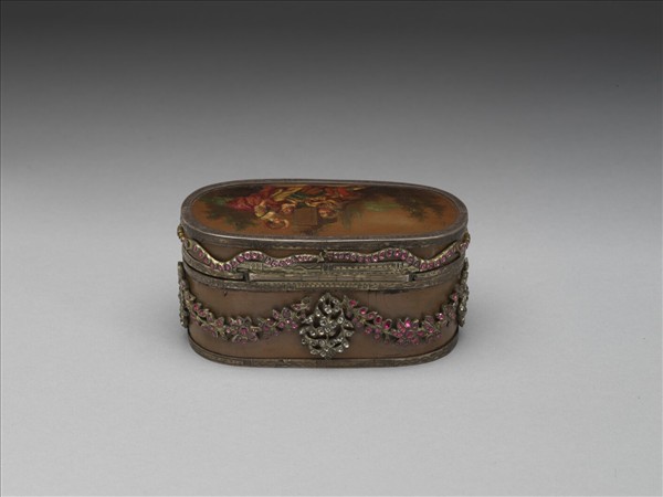 銀嵌寶石漆鼻煙盒