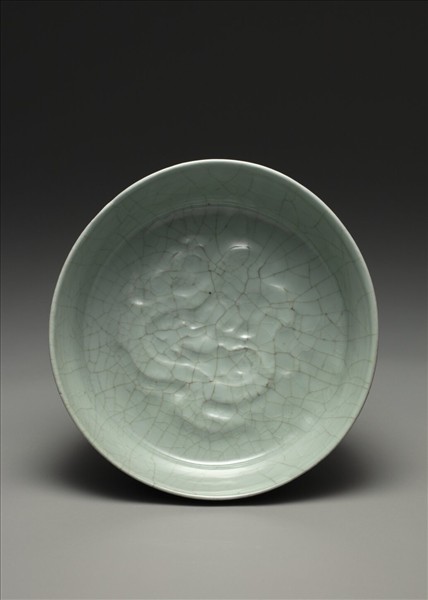 官窯 青瓷印花龍紋洗