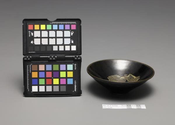 吉州窯 黑釉木葉紋茶盞