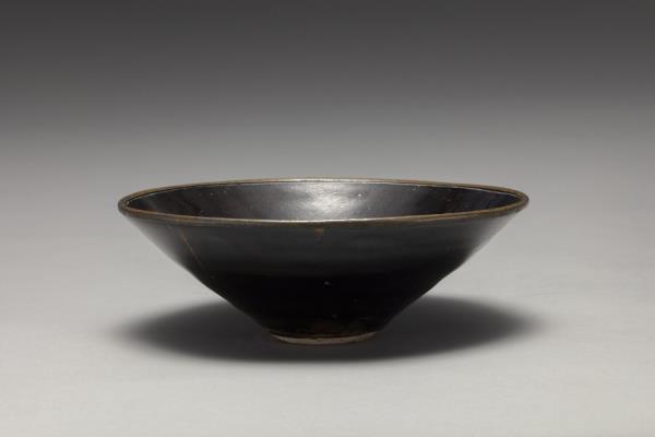 吉州窯 黑釉木葉紋茶盞