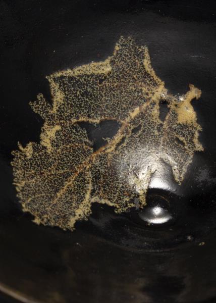 吉州窯 黑釉木葉紋茶盞