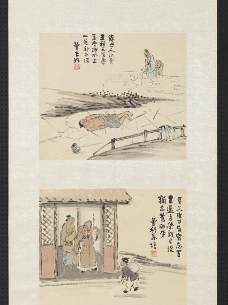 清曾衍東二十四孝八屏　軸　湧泉躍鯉