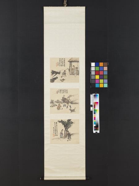 清曾衍東二十四孝八屏　軸　齧指心痛