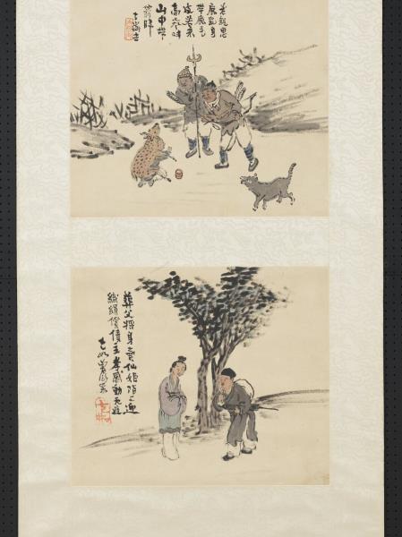 清曾衍東二十四孝八屏　軸　齧指心痛