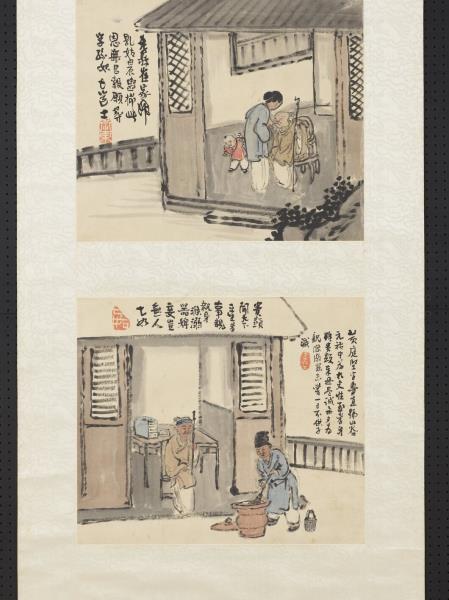 清曾衍東二十四孝八屏　軸　乳姑不怠