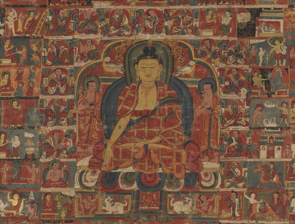 西藏十五世紀佛傳圖唐卡