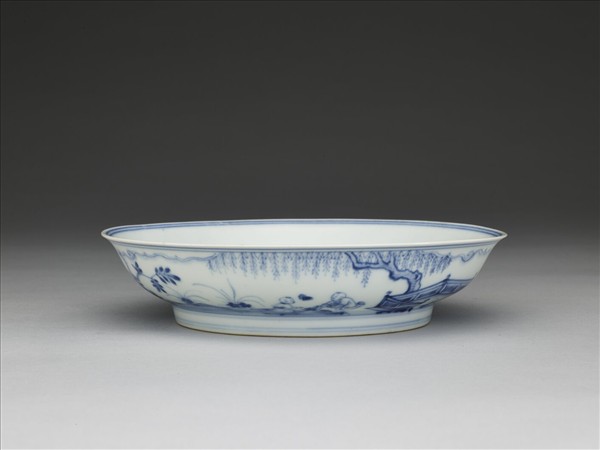 青花歲寒三友圖盤