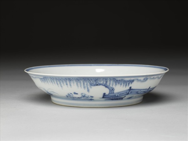 青花歲寒三友圖盤