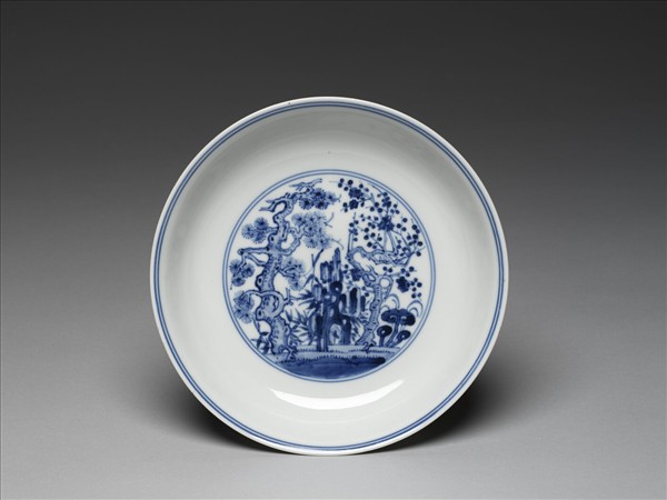 青花歲寒三友圖盤