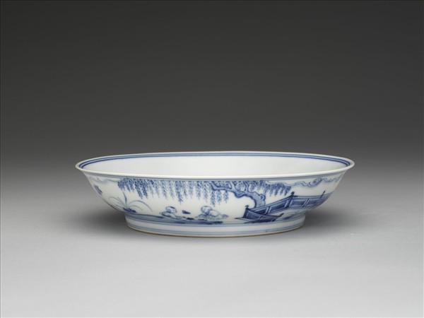 青花歲寒三友圖盤