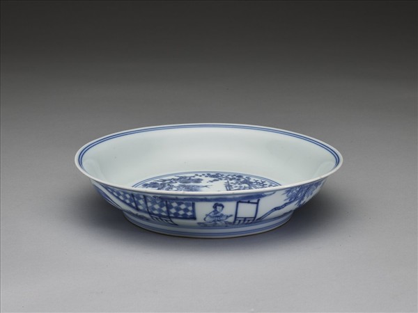 青花歲寒三友圖盤